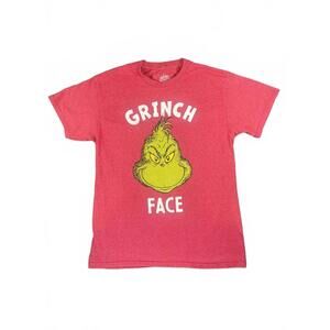 The Grinch Men's Red Grinch Face Graphic Short Sleeve T-Shirt Medium